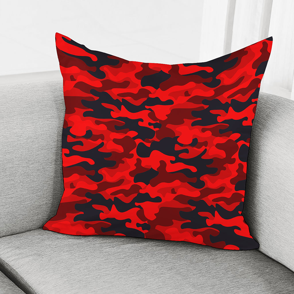 Red And Black Camouflage Print Pillow Cover