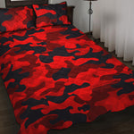 Red And Black Camouflage Print Quilt Bed Set