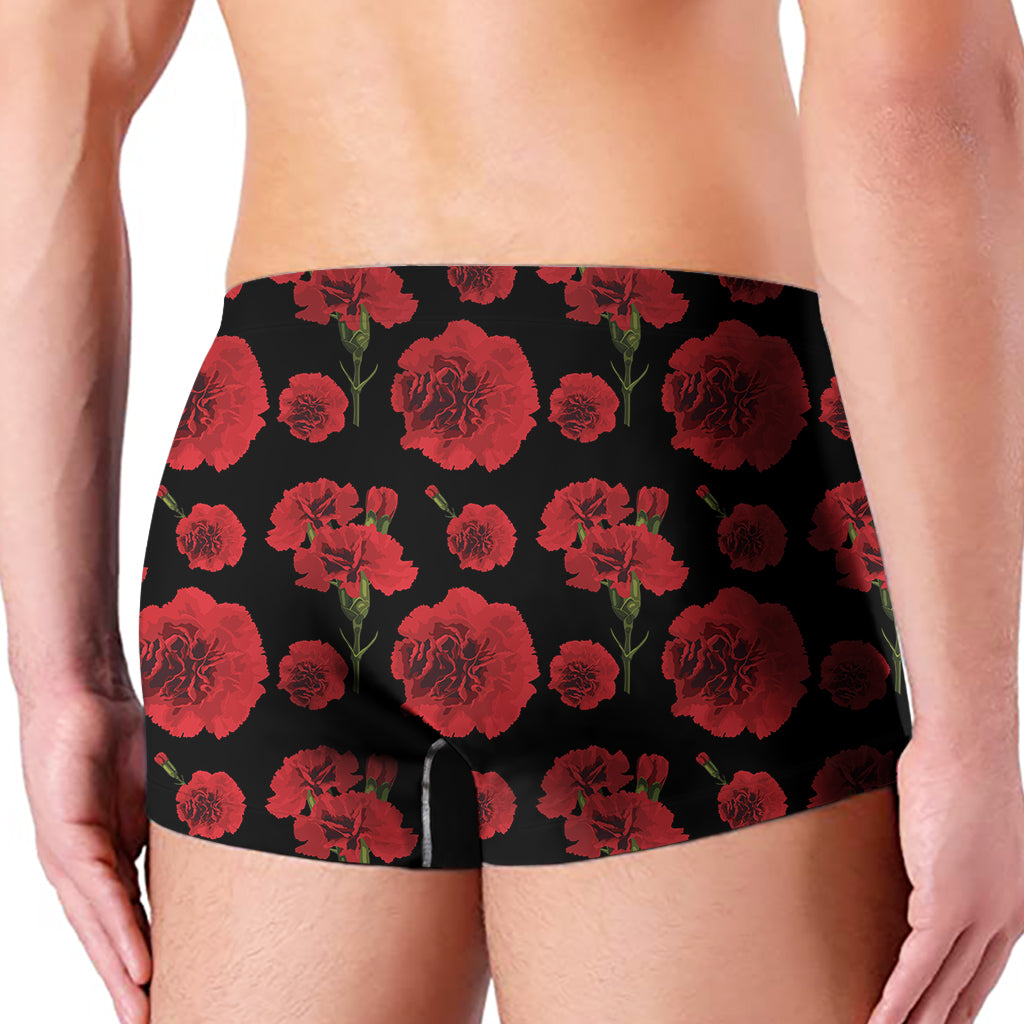 Red And Black Carnation Pattern Print Men's Boxer Briefs