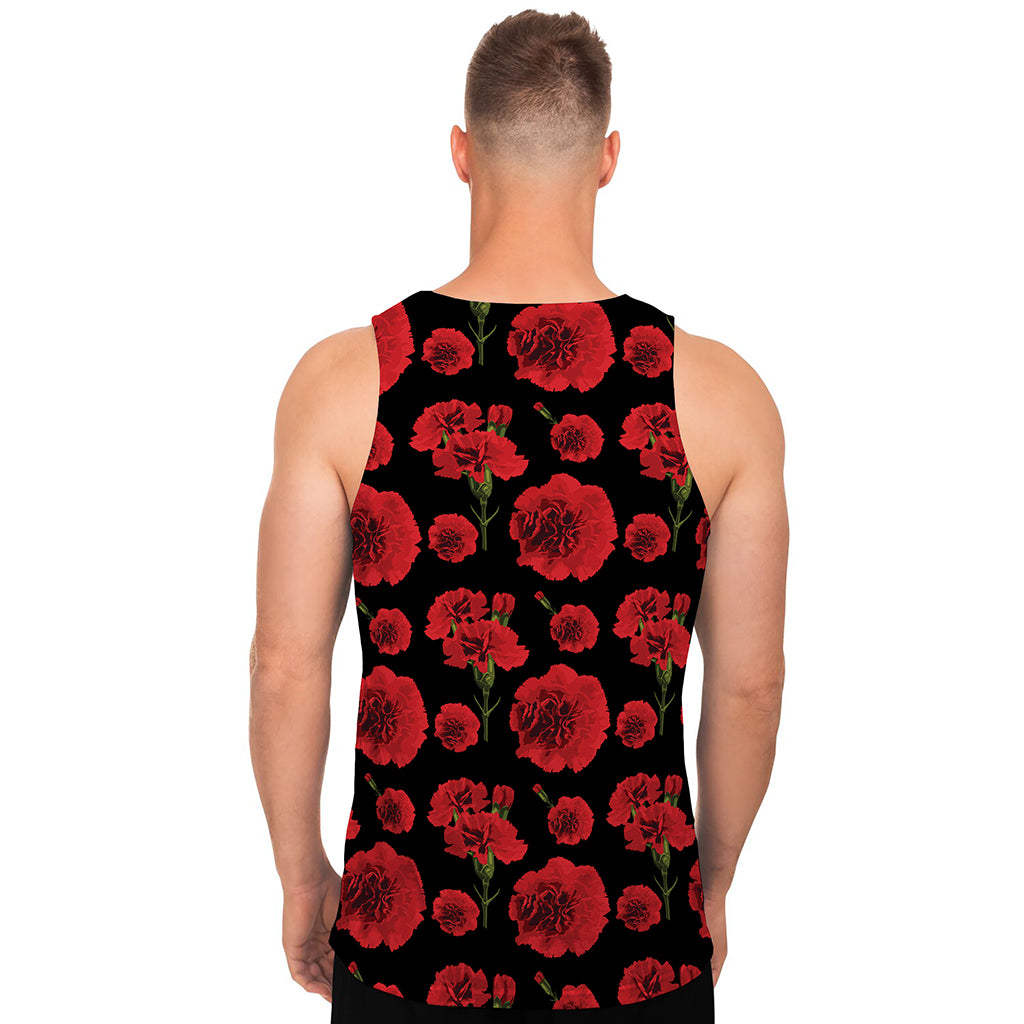 Red And Black Carnation Pattern Print Men's Tank Top