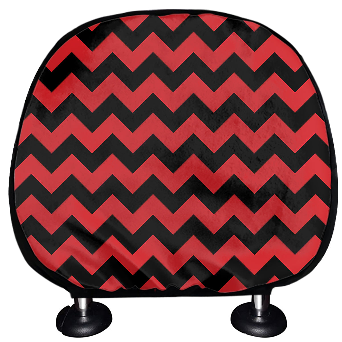 Red And Black Chevron Pattern Print Car Headrest Covers