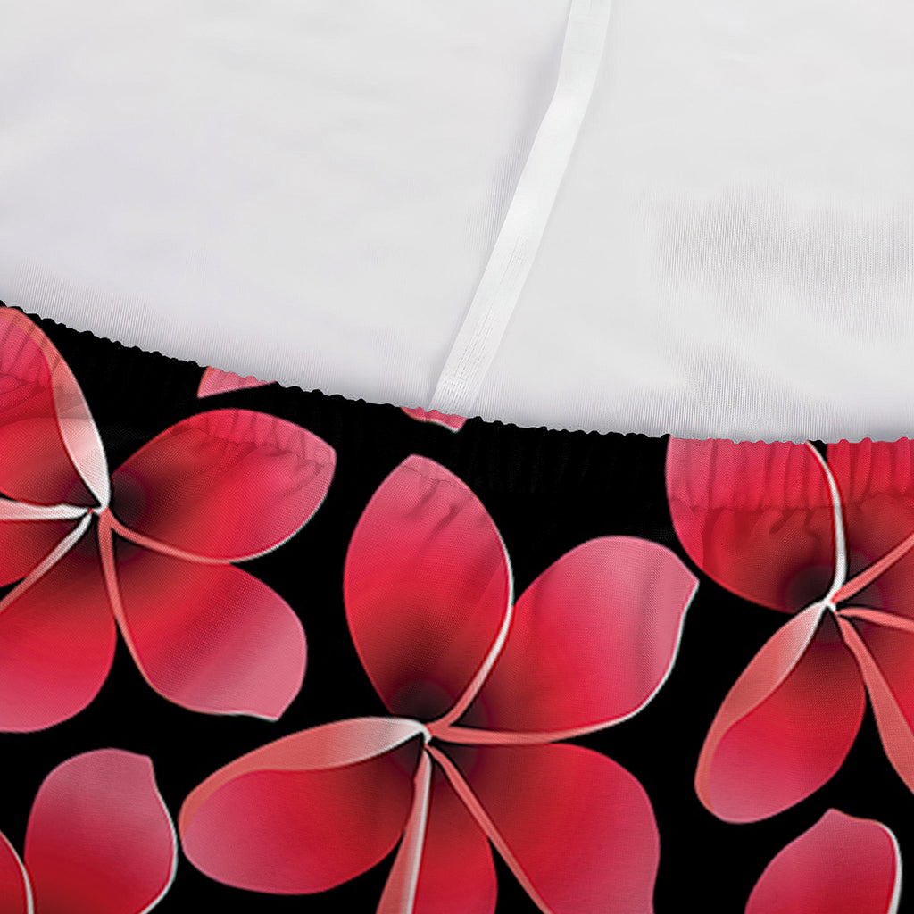 Red And Black Frangipani Pattern Print Sofa Cover