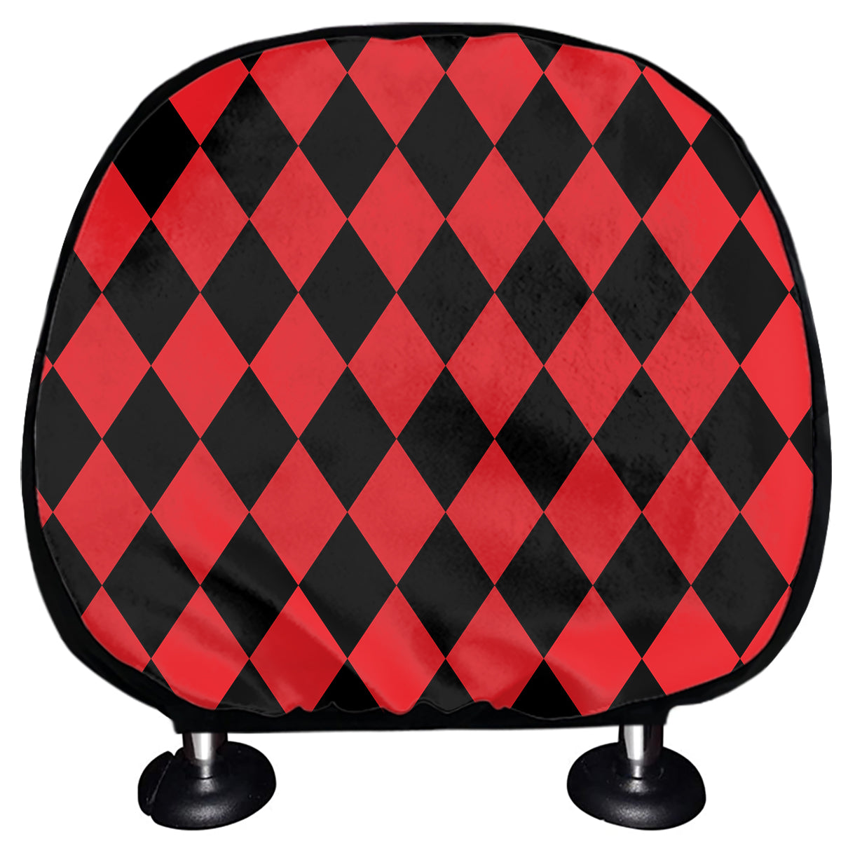 Red And Black Harlequin Pattern Print Car Headrest Covers