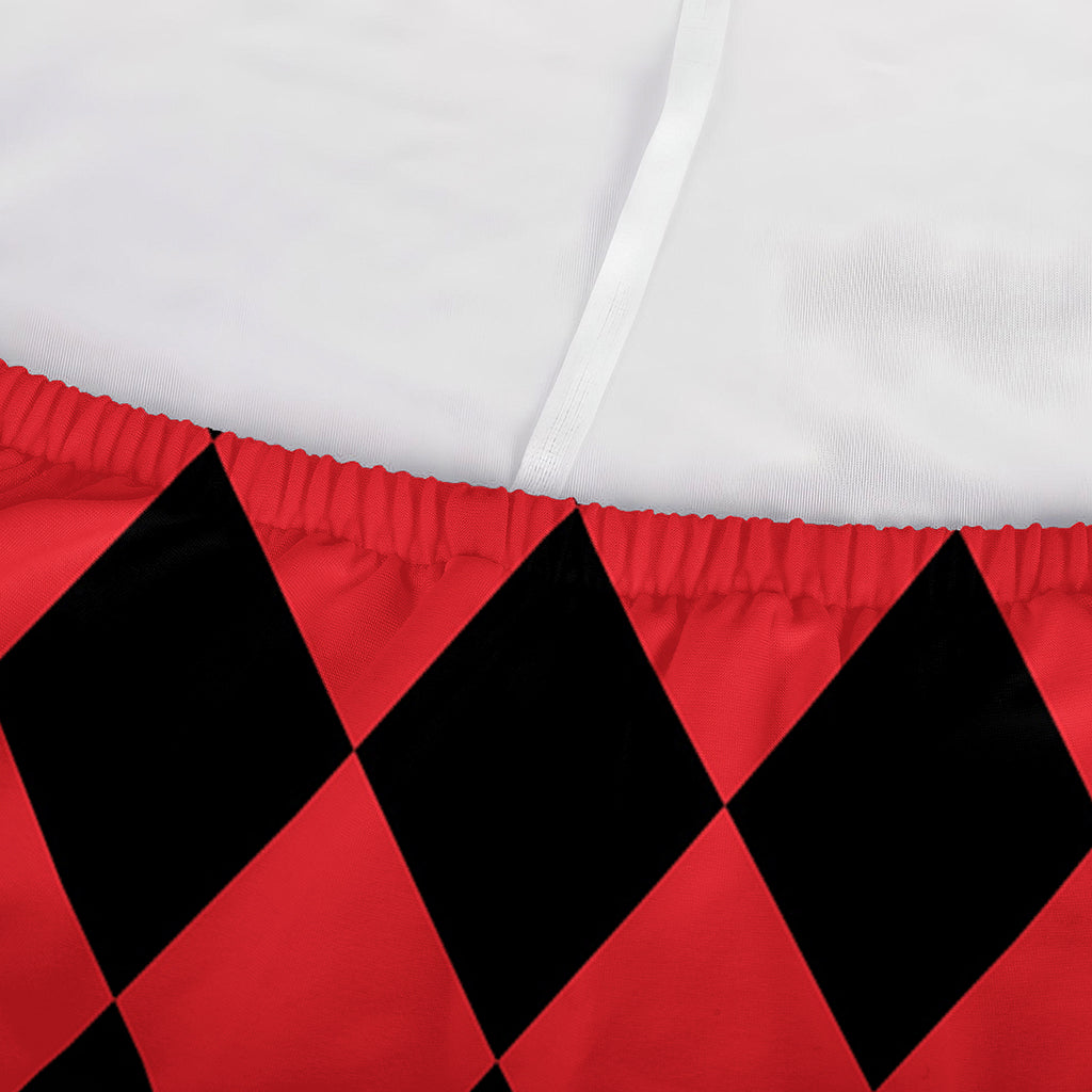 Red And Black Harlequin Pattern Print Sofa Cover