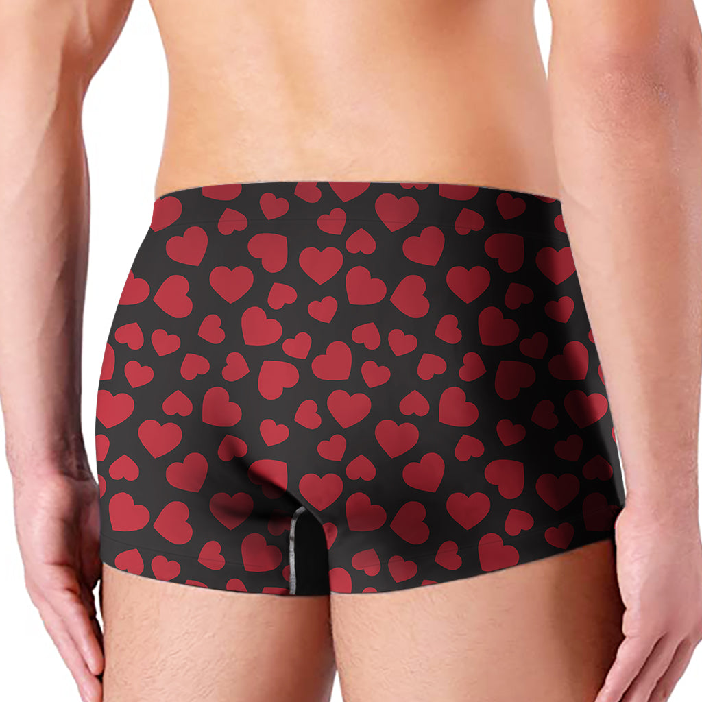 Red And Black Heart Pattern Print Men's Boxer Briefs