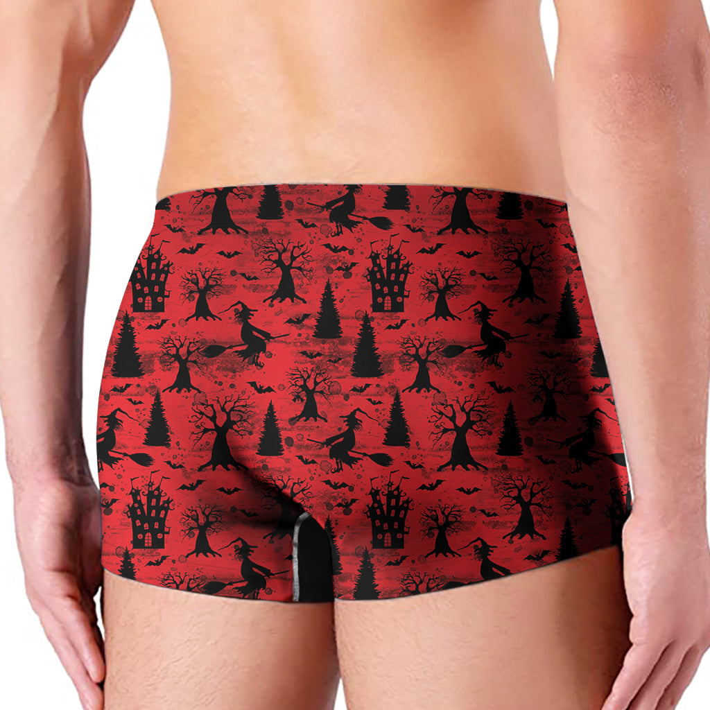 Red And Black Horror Witch Pattern Print Men's Boxer Briefs