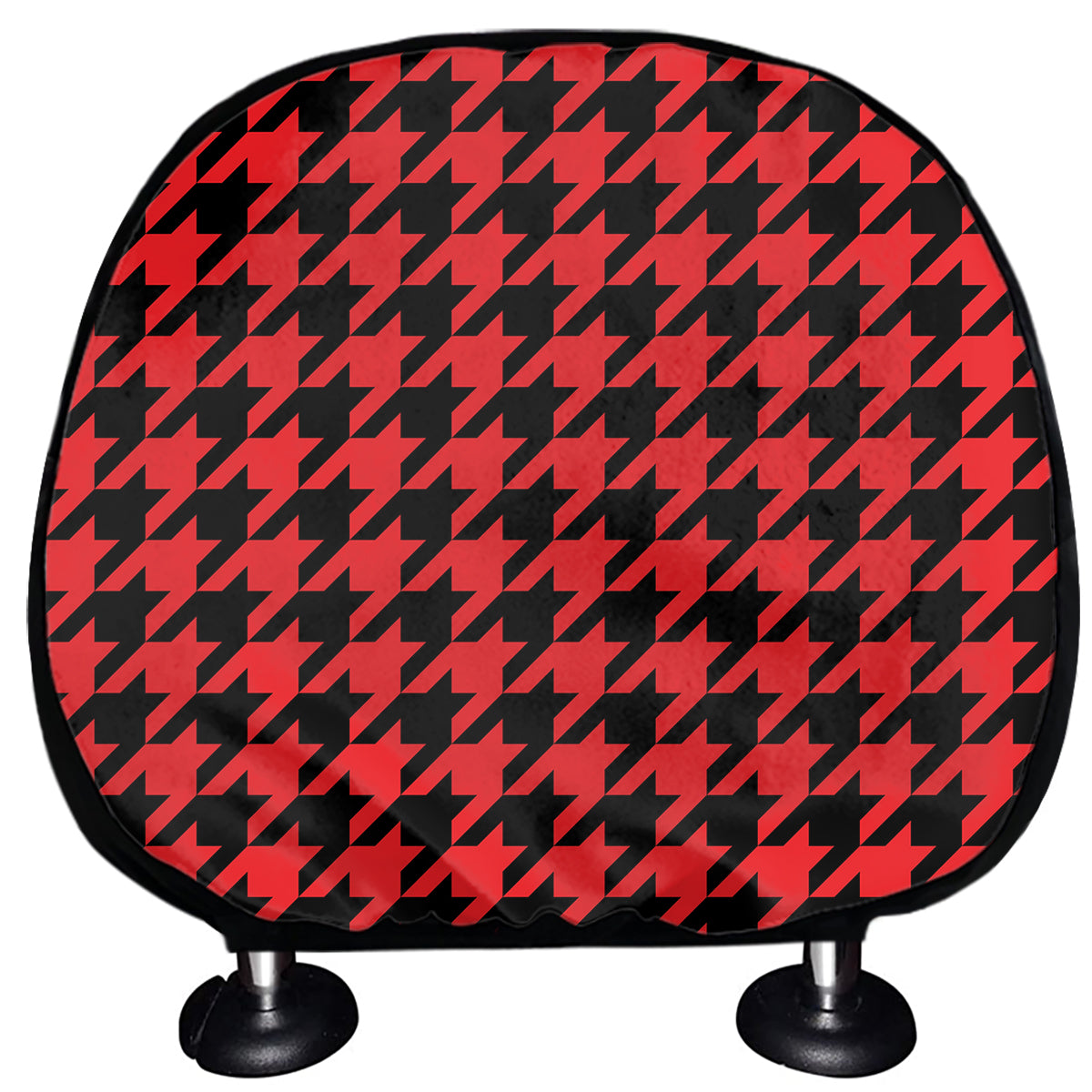 Red And Black Houndstooth Pattern Print Car Headrest Covers
