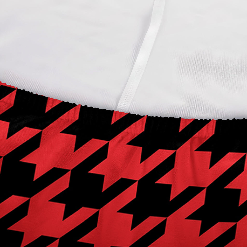 Red And Black Houndstooth Pattern Print Sofa Cover
