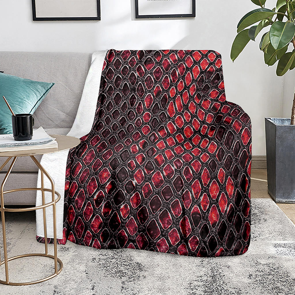 Red And Black Snakeskin Print Blanket
