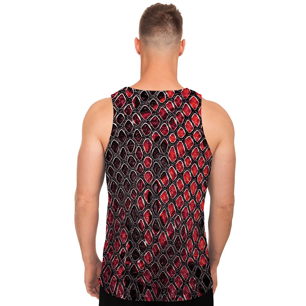 Red And Black Snakeskin Print Men's Tank Top