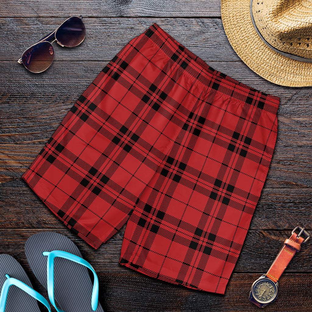 Red And Black Tartan Pattern Print Men's Shorts
