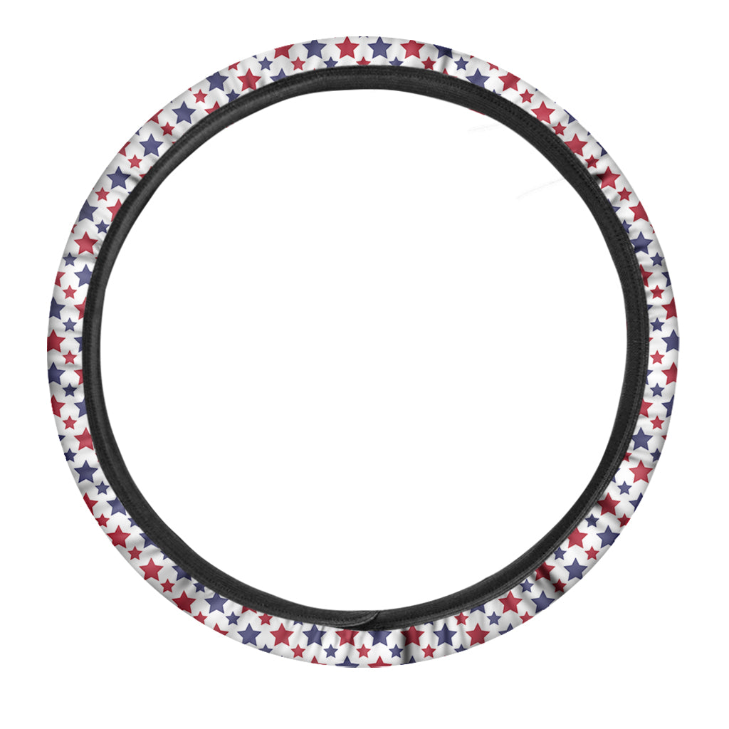 Red And Blue American Star Pattern Print Car Steering Wheel Cover