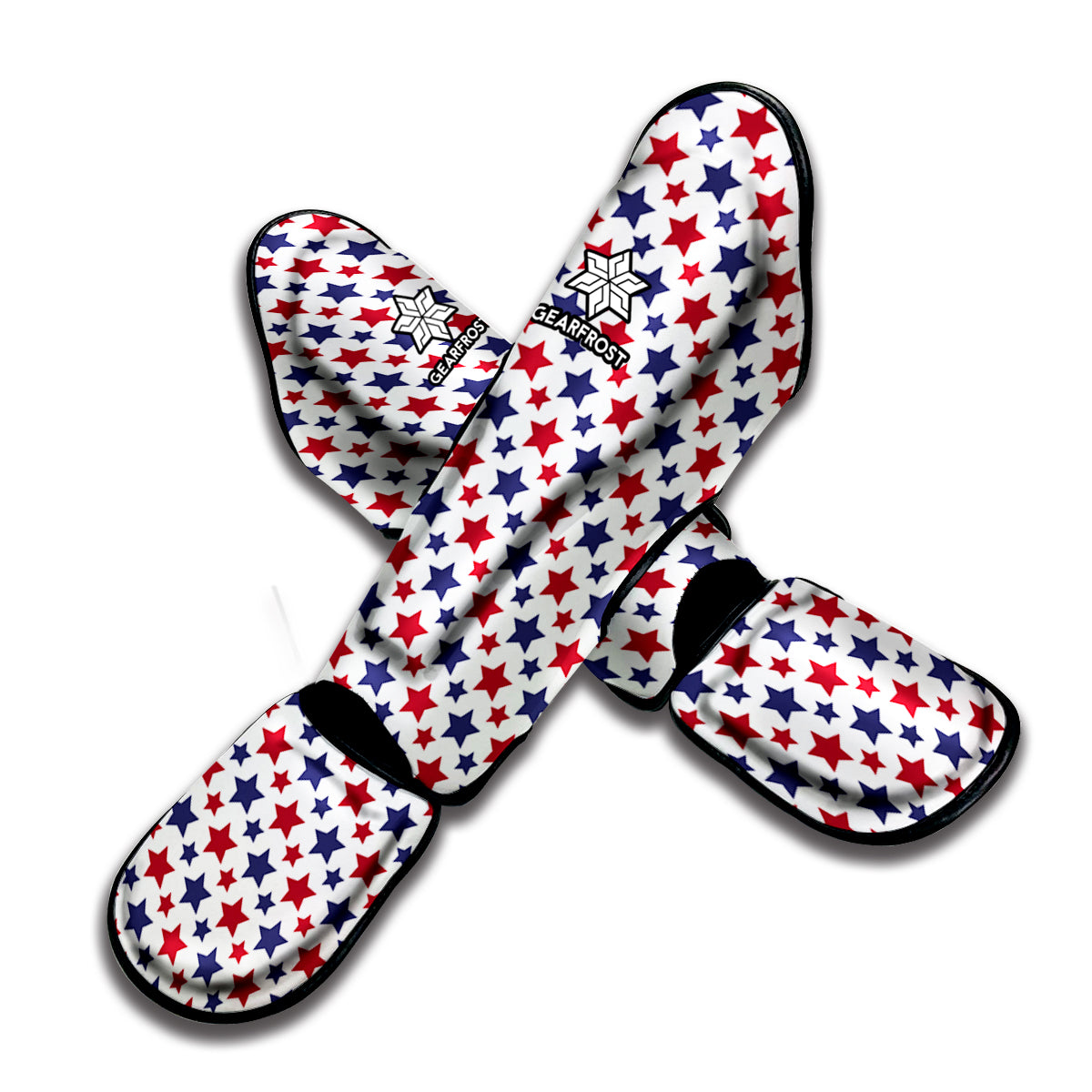 Red And Blue American Star Pattern Print Muay Thai Shin Guard