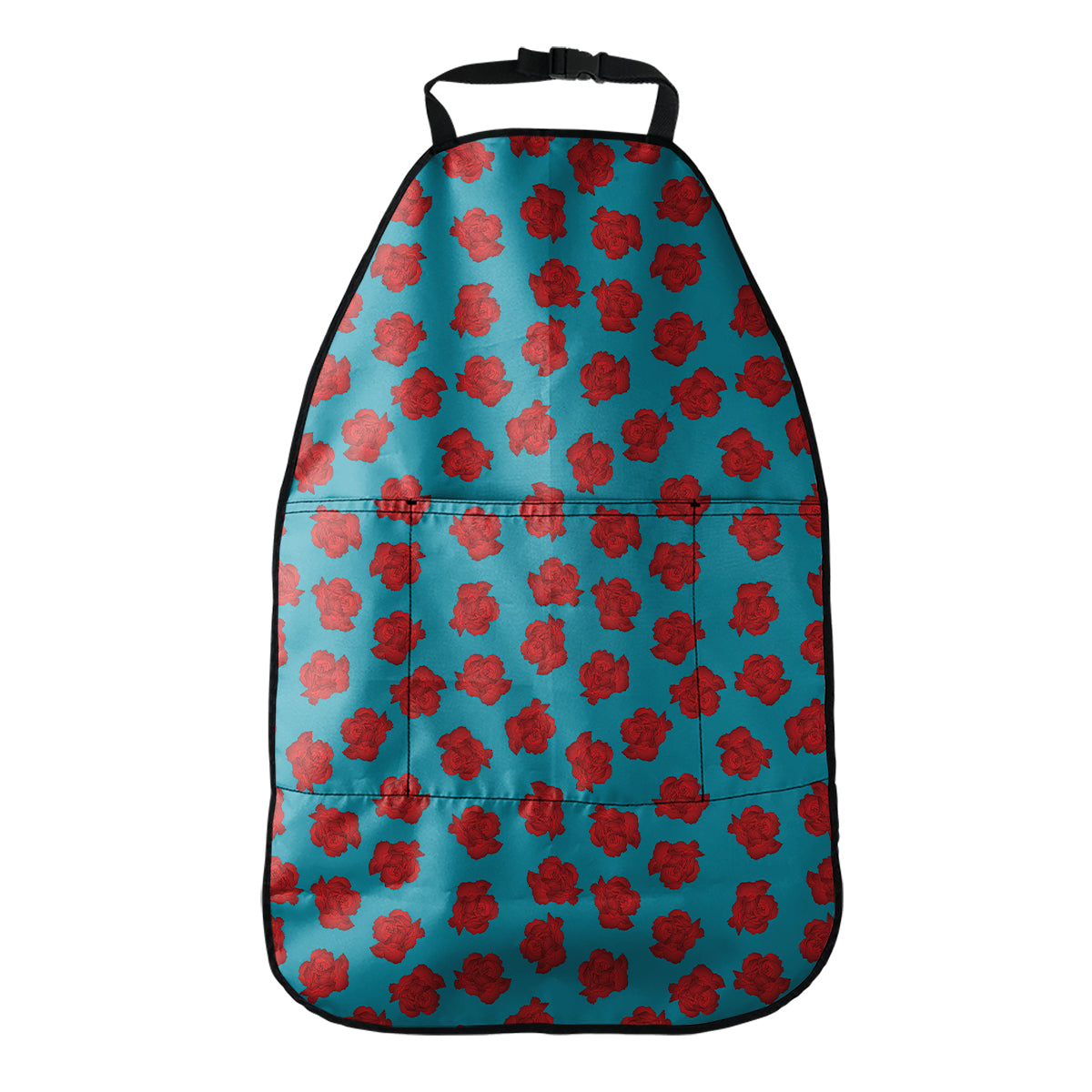 Red And Blue Carnation Pattern Print Car Seat Organizers