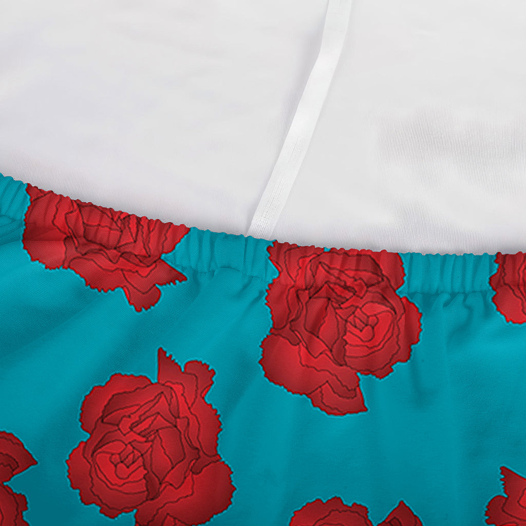 Red And Blue Carnation Pattern Print Sofa Cover