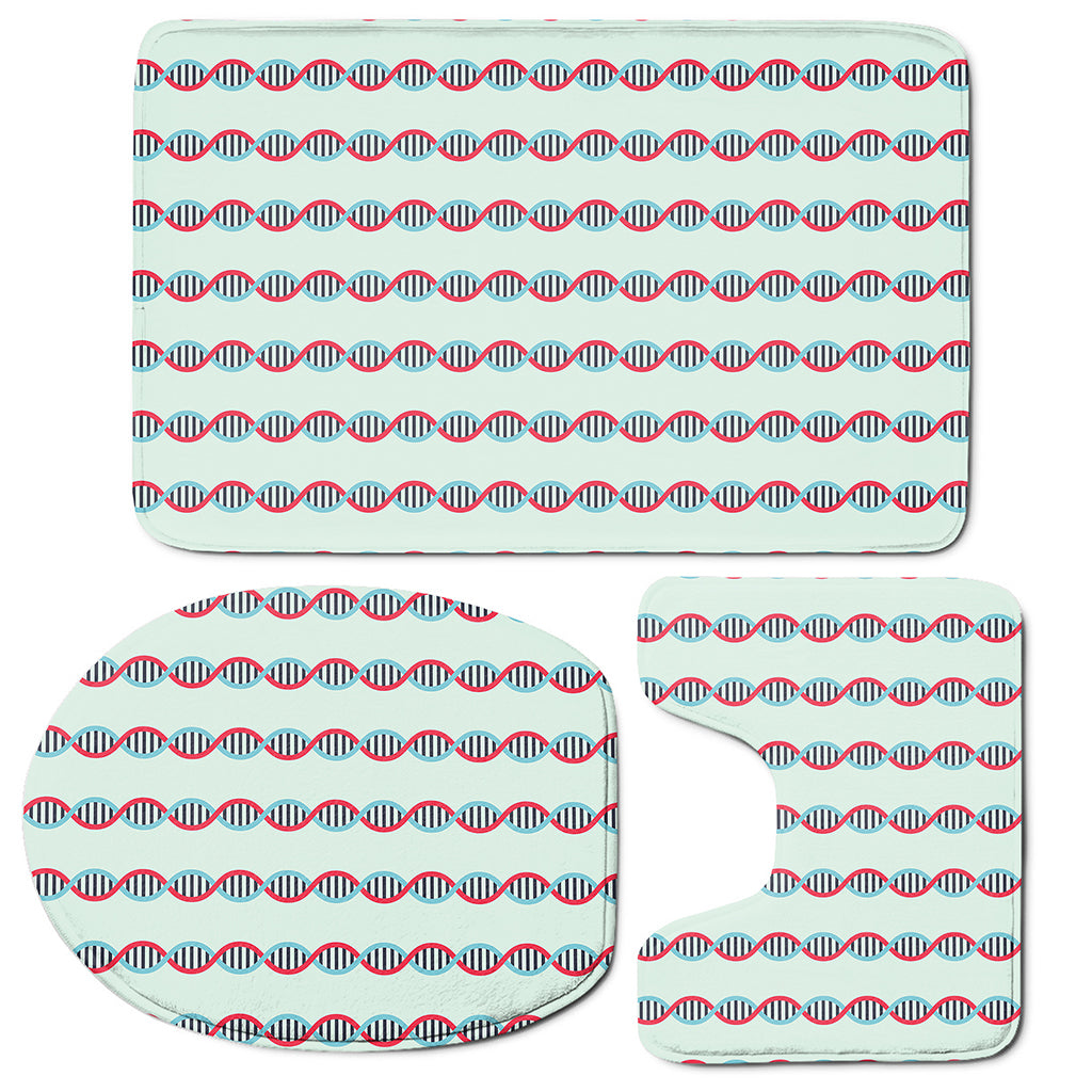 Red And Blue DNA Pattern Print 3 Piece Bath Mat Set