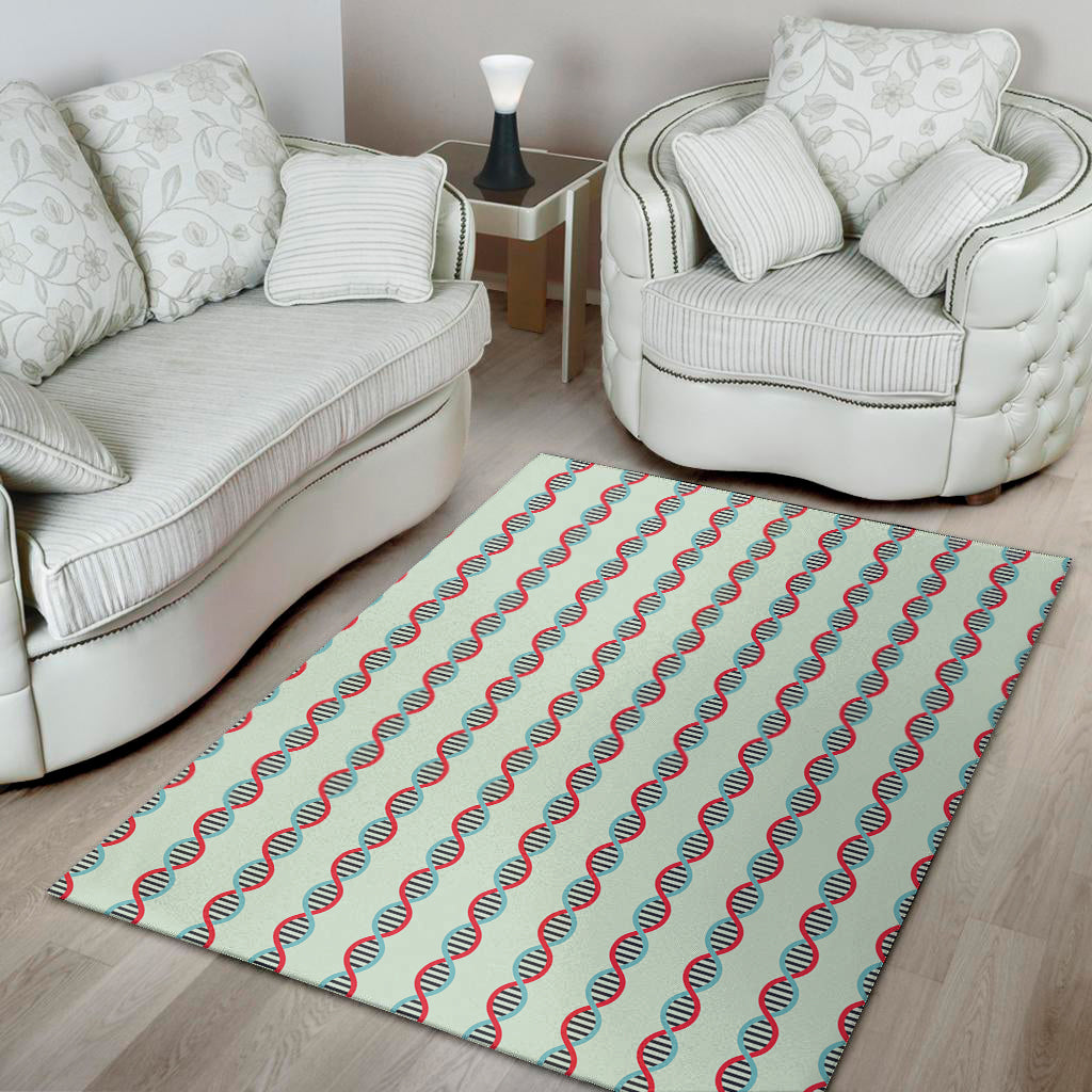 Red And Blue DNA Pattern Print Area Rug