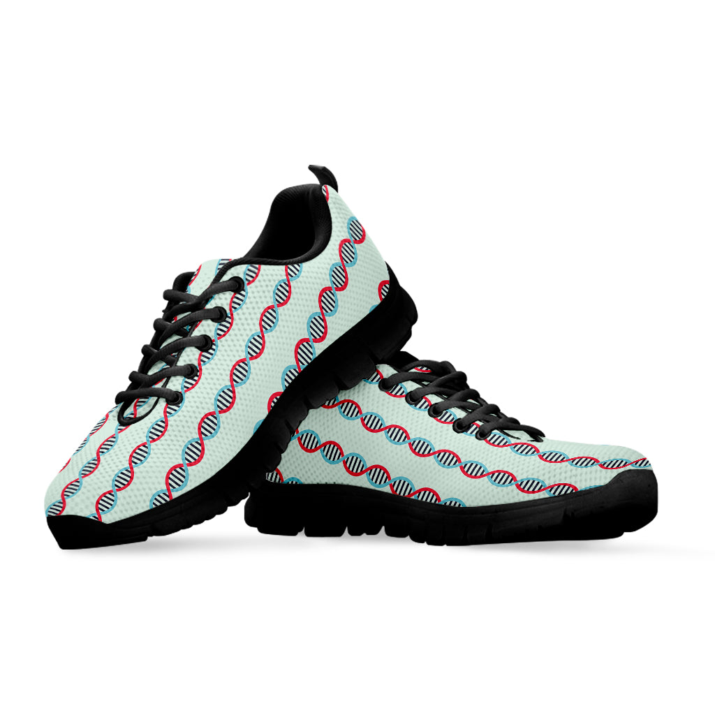 Red And Blue DNA Pattern Print Black Sneakers