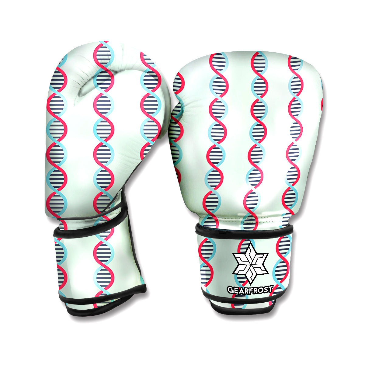 Red And Blue DNA Pattern Print Boxing Gloves