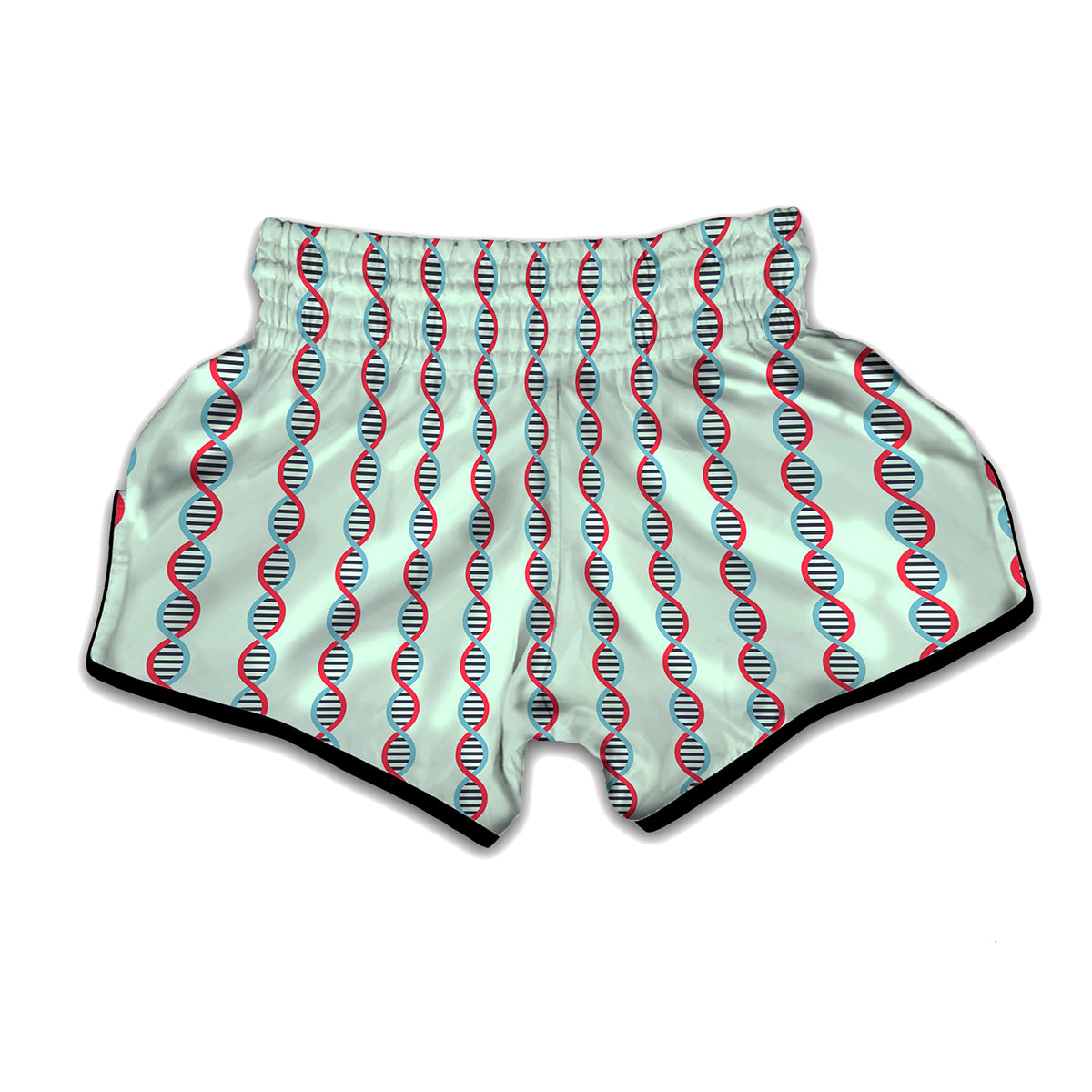 Red And Blue DNA Pattern Print Muay Thai Boxing Shorts