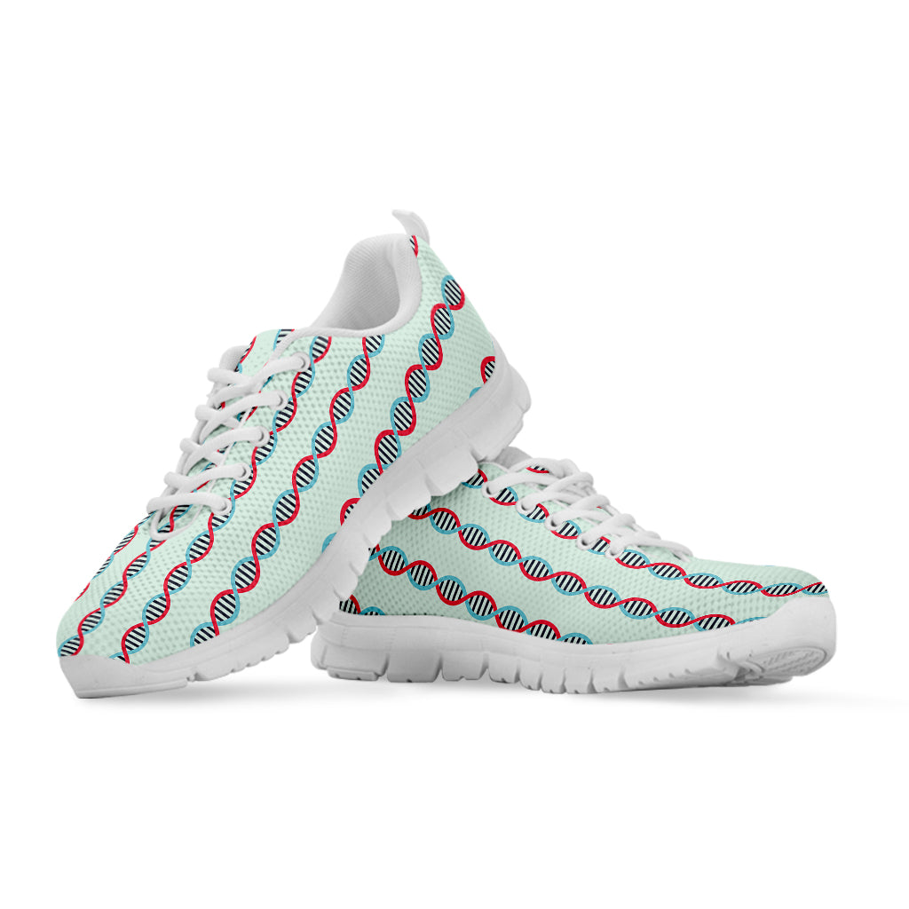 Red And Blue DNA Pattern Print White Sneakers