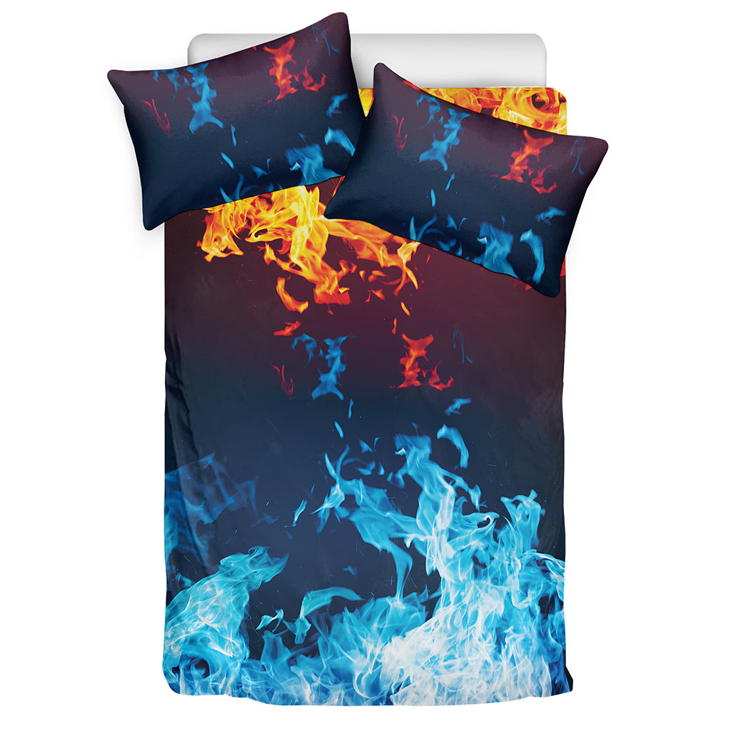 Red And Blue Fire Print Duvet Cover Bedding Set