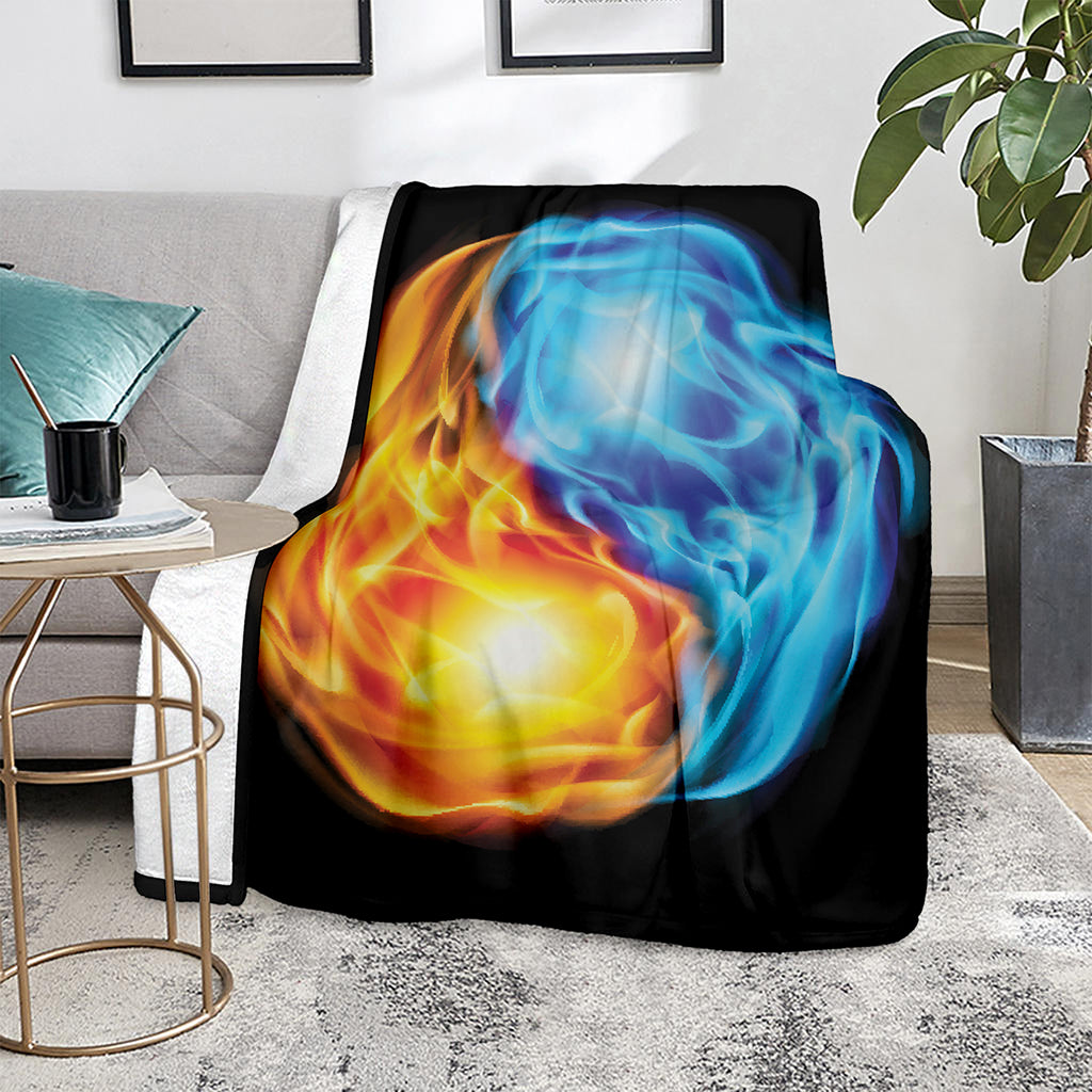 Red And Blue Fire Yin Yang Print Blanket