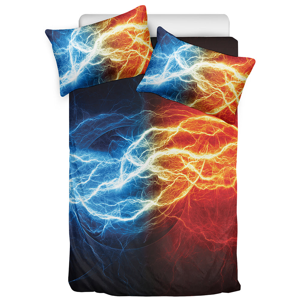 Red And Blue Lightning Print Duvet Cover Bedding Set