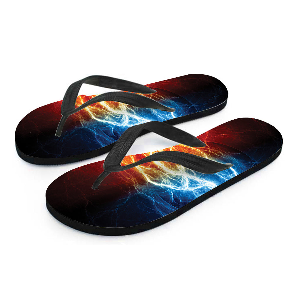 Red And Blue Lightning Print Flip Flops