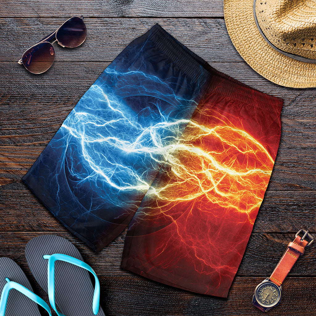 Red And Blue Lightning Print Men's Shorts