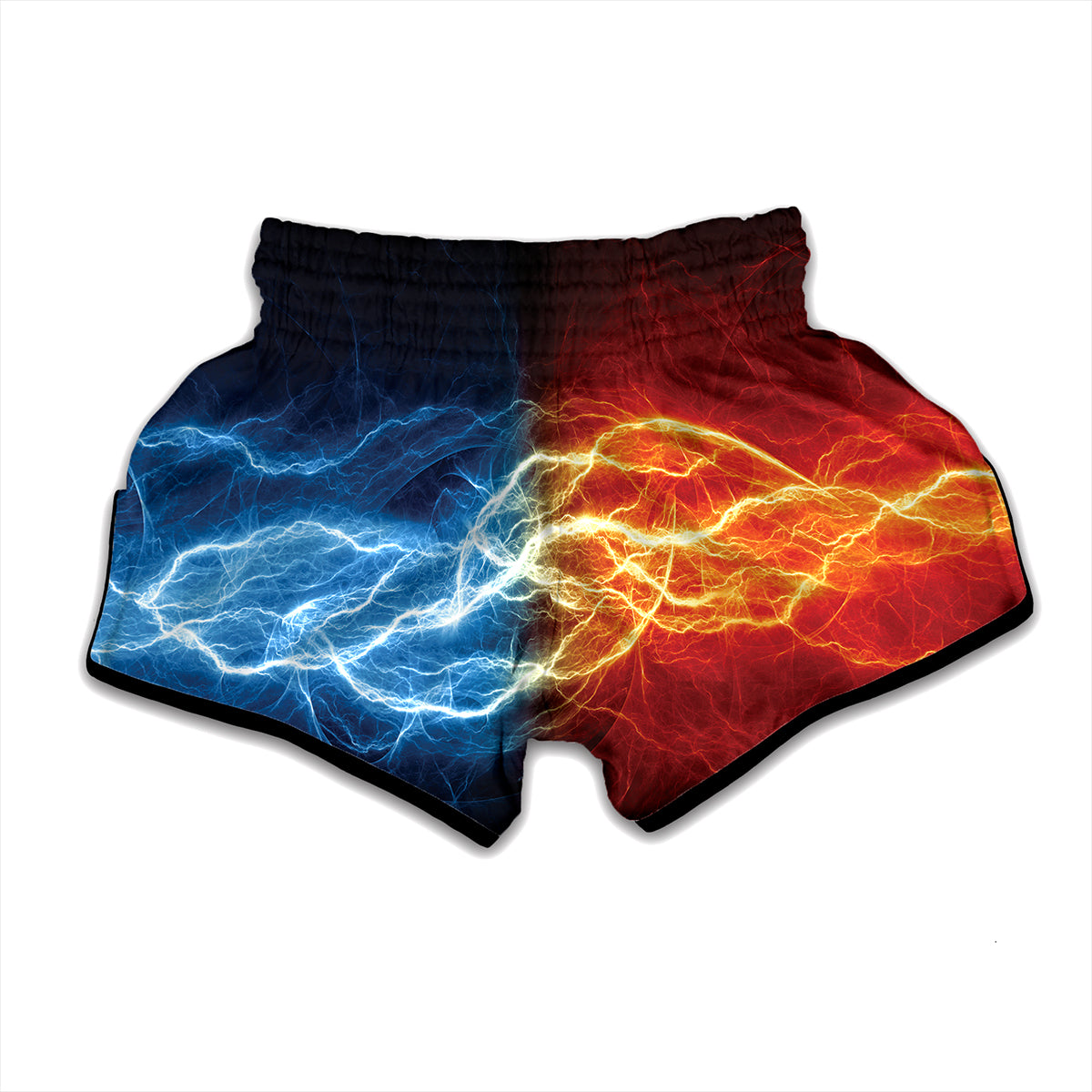 Red And Blue Lightning Print Muay Thai Boxing Shorts