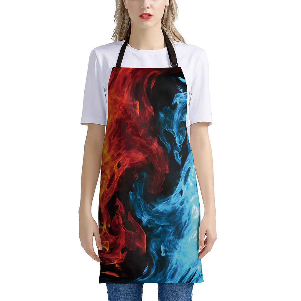 Red And Blue Twin Flame Print Apron