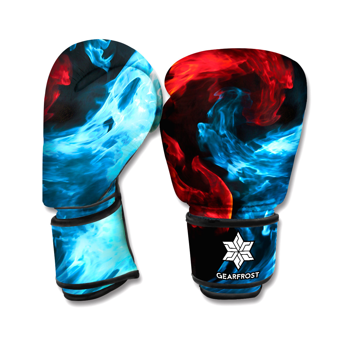 Red And Blue Twin Flame Print Boxing Gloves
