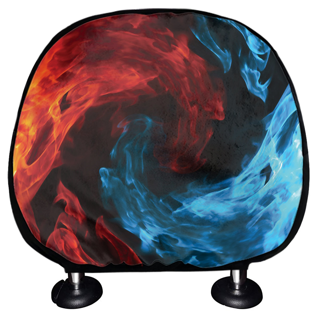 Red And Blue Twin Flame Print Car Headrest Covers