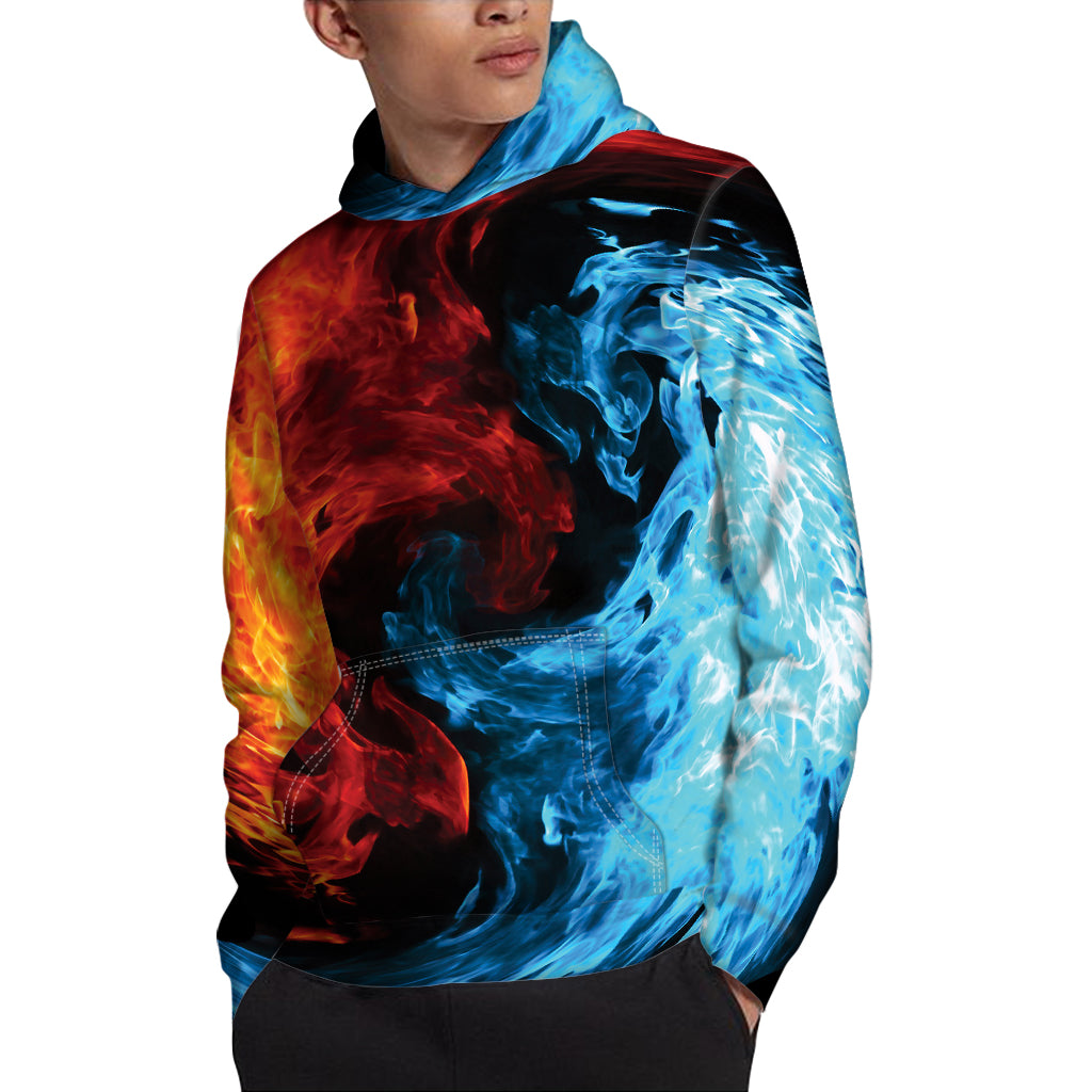 Red And Blue Twin Flame Print Pullover Hoodie