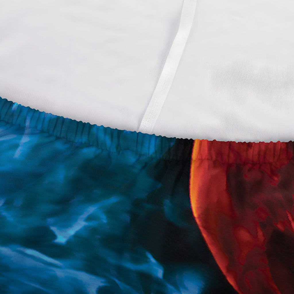 Red And Blue Twin Flame Print Sofa Cover