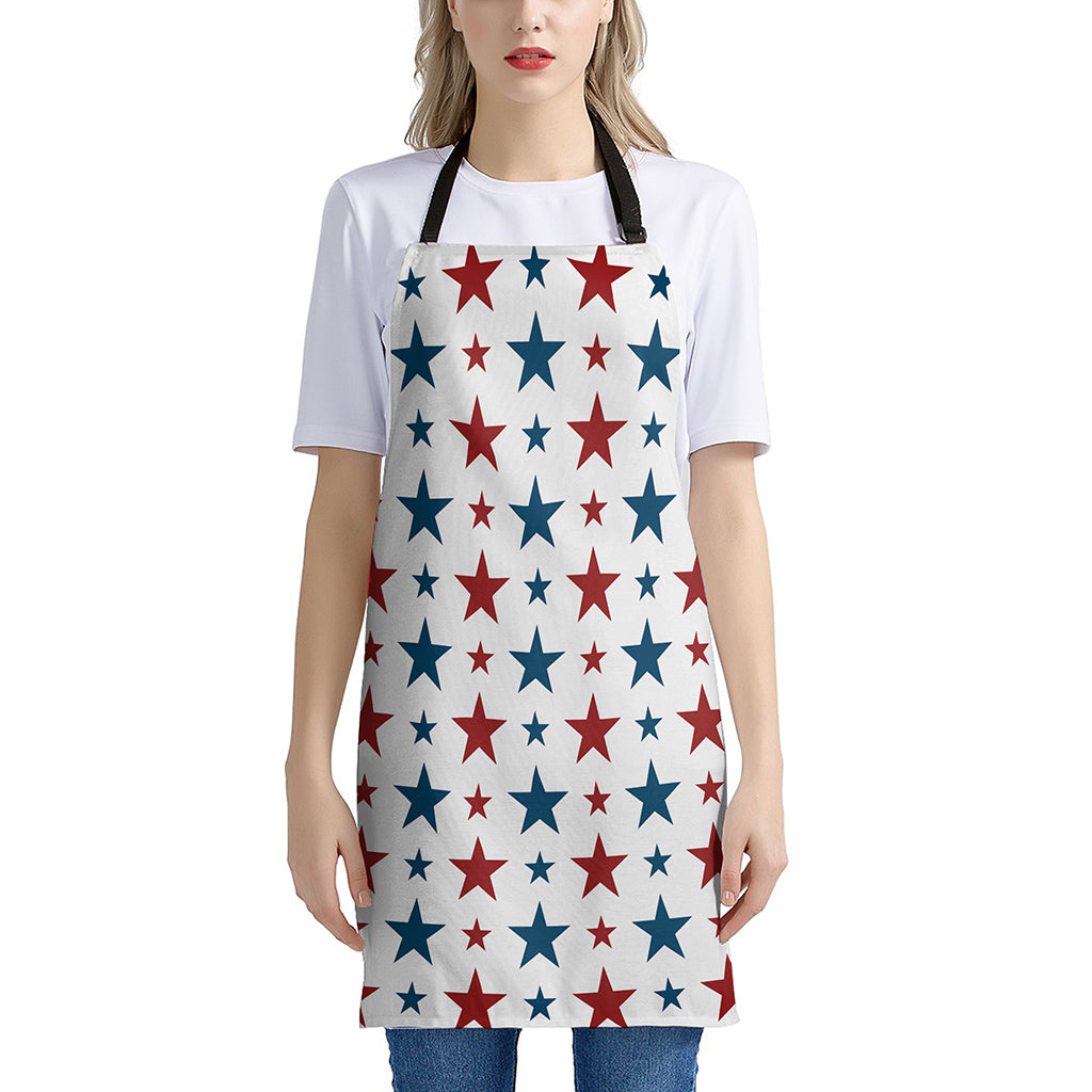 Red And Blue USA Star Pattern Print Apron
