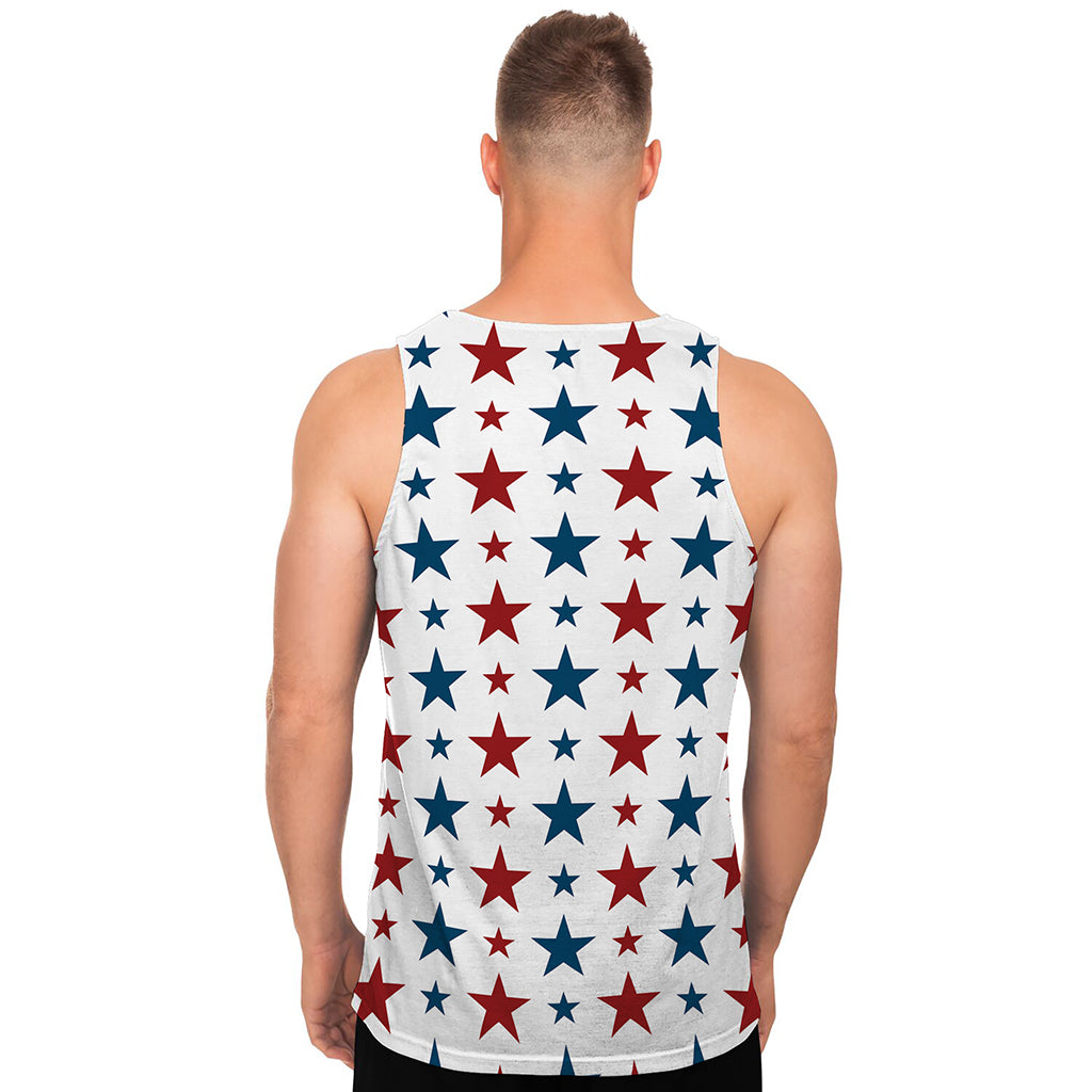 Red And Blue USA Star Pattern Print Men's Tank Top
