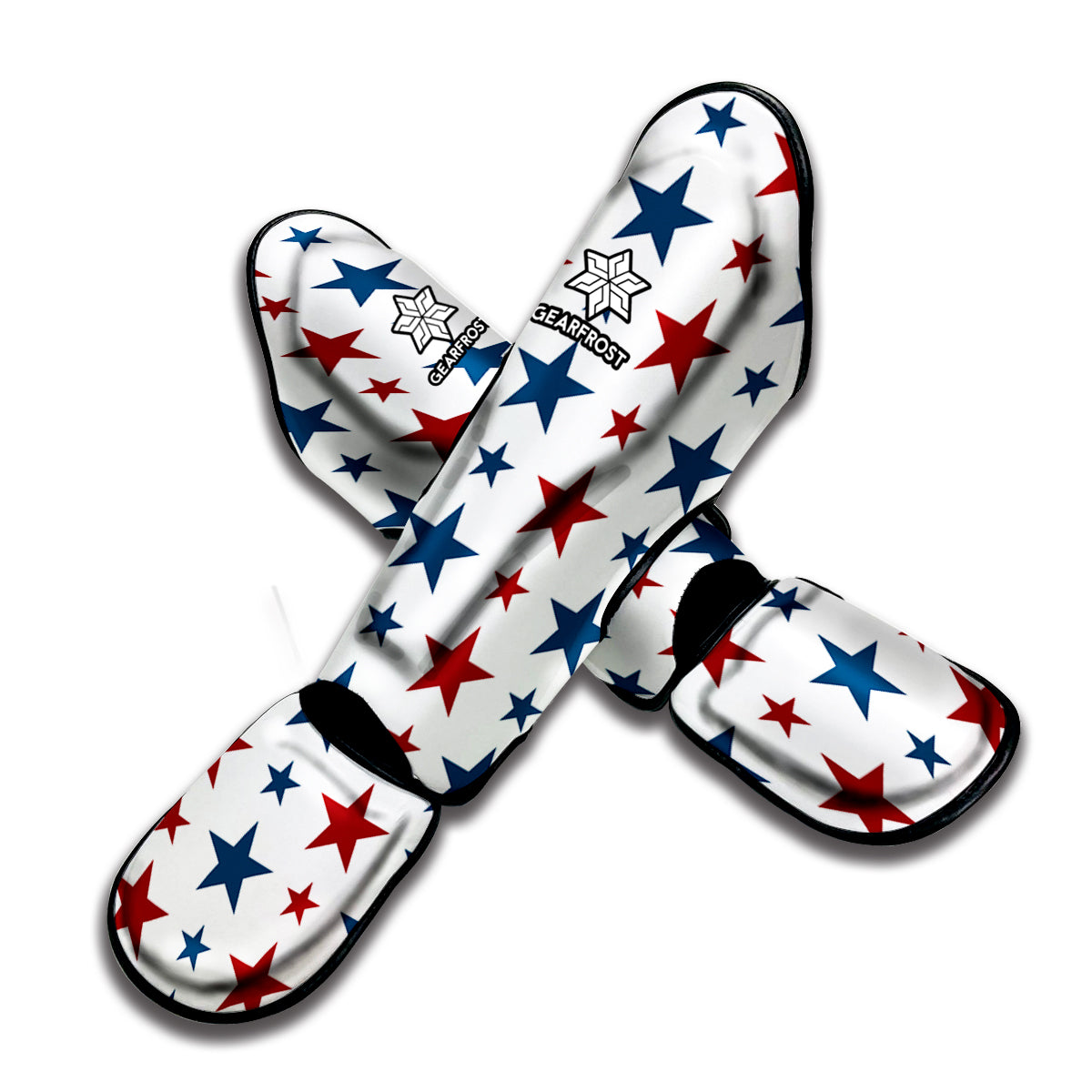 Red And Blue USA Star Pattern Print Muay Thai Shin Guard