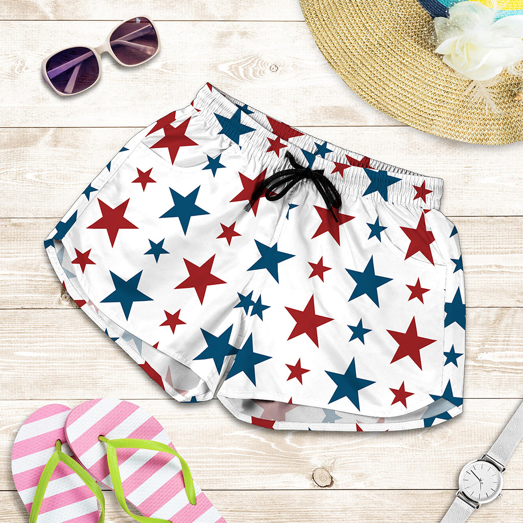 Red And Blue USA Star Pattern Print Women's Shorts