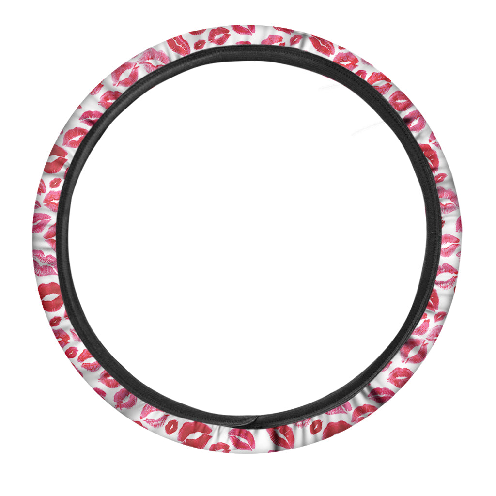 Red And Pink Lips Pattern Print Car Steering Wheel Cover