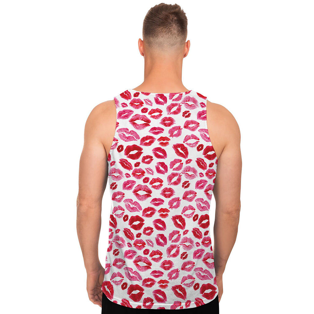 Red And Pink Lips Pattern Print Men's Tank Top