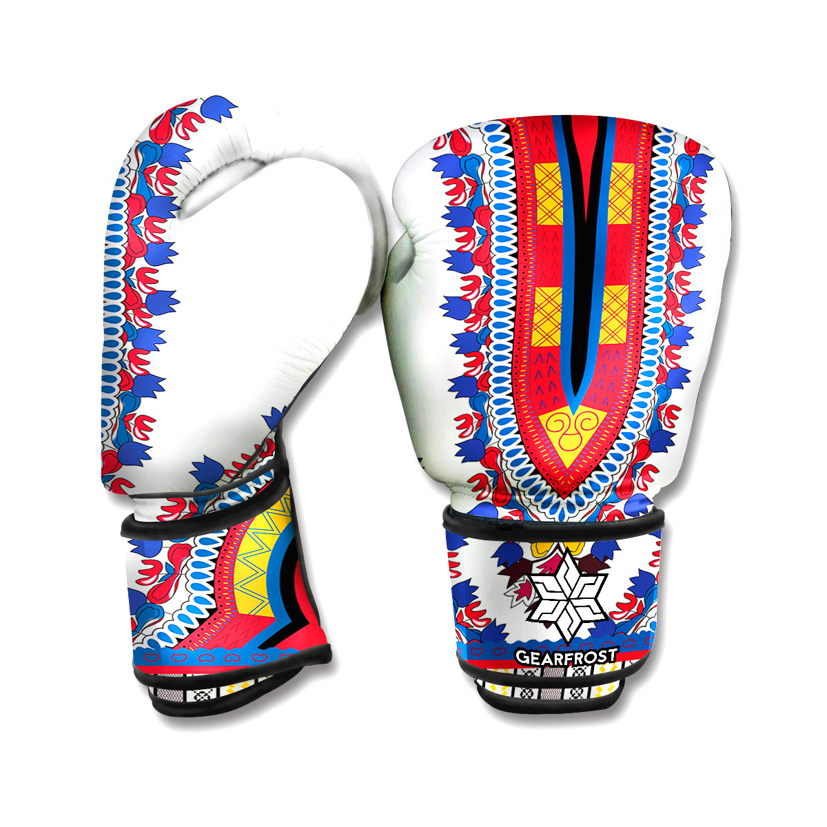 Red And White African Dashiki Print Boxing Gloves