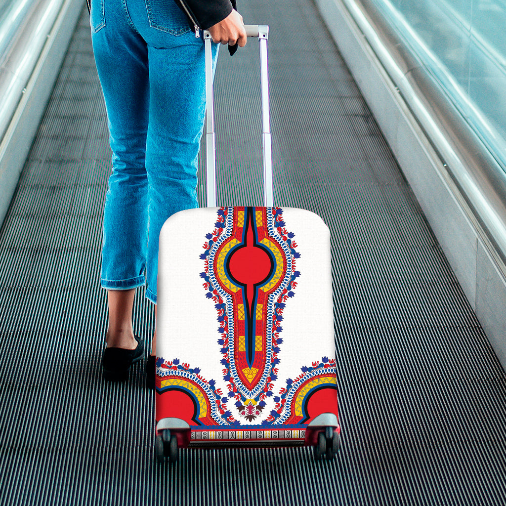 Red And White African Dashiki Print Luggage Cover