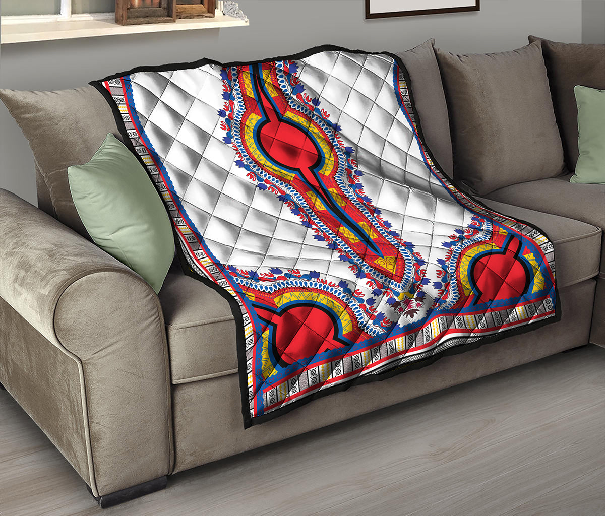 Red And White African Dashiki Print Quilt