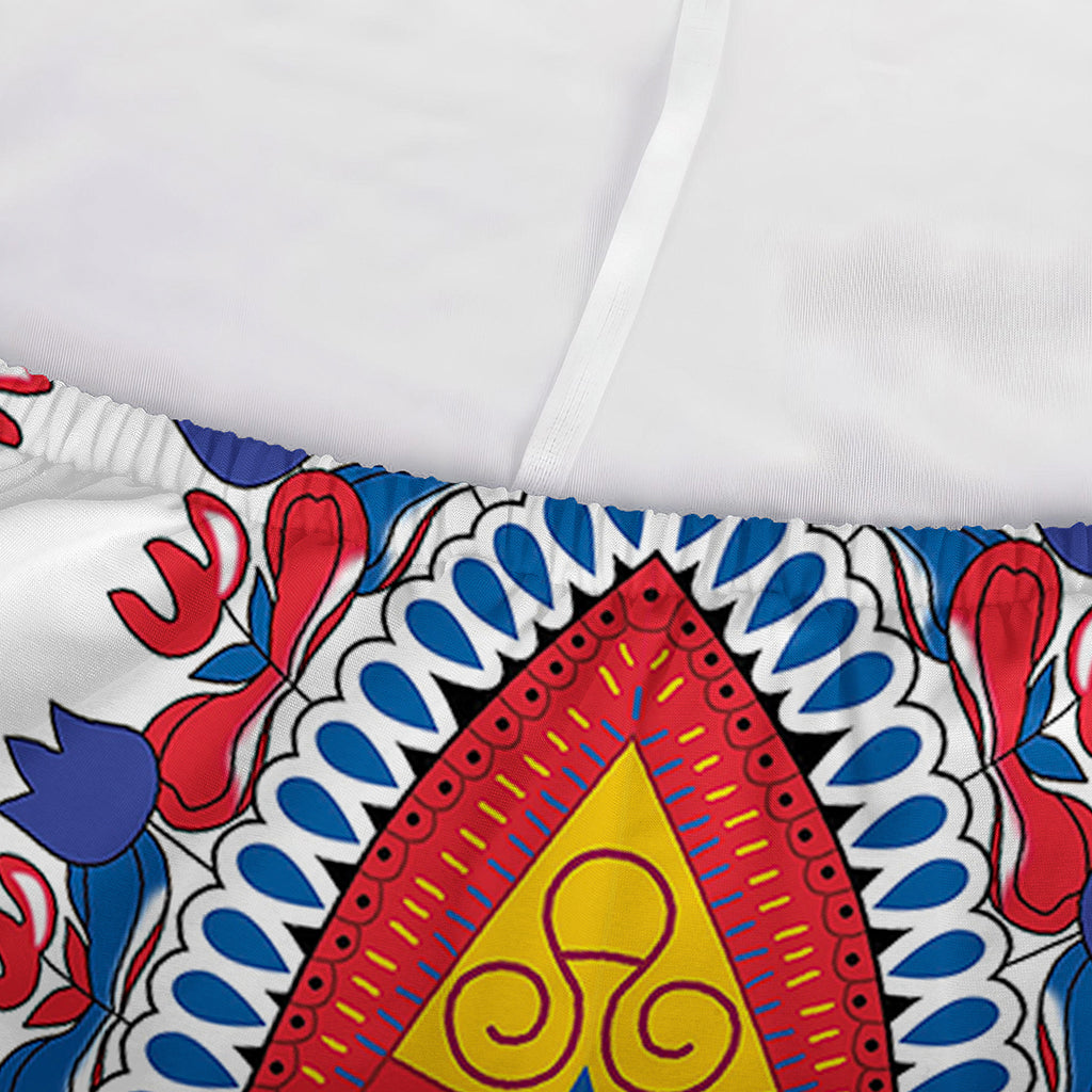 Red And White African Dashiki Print Sofa Cover