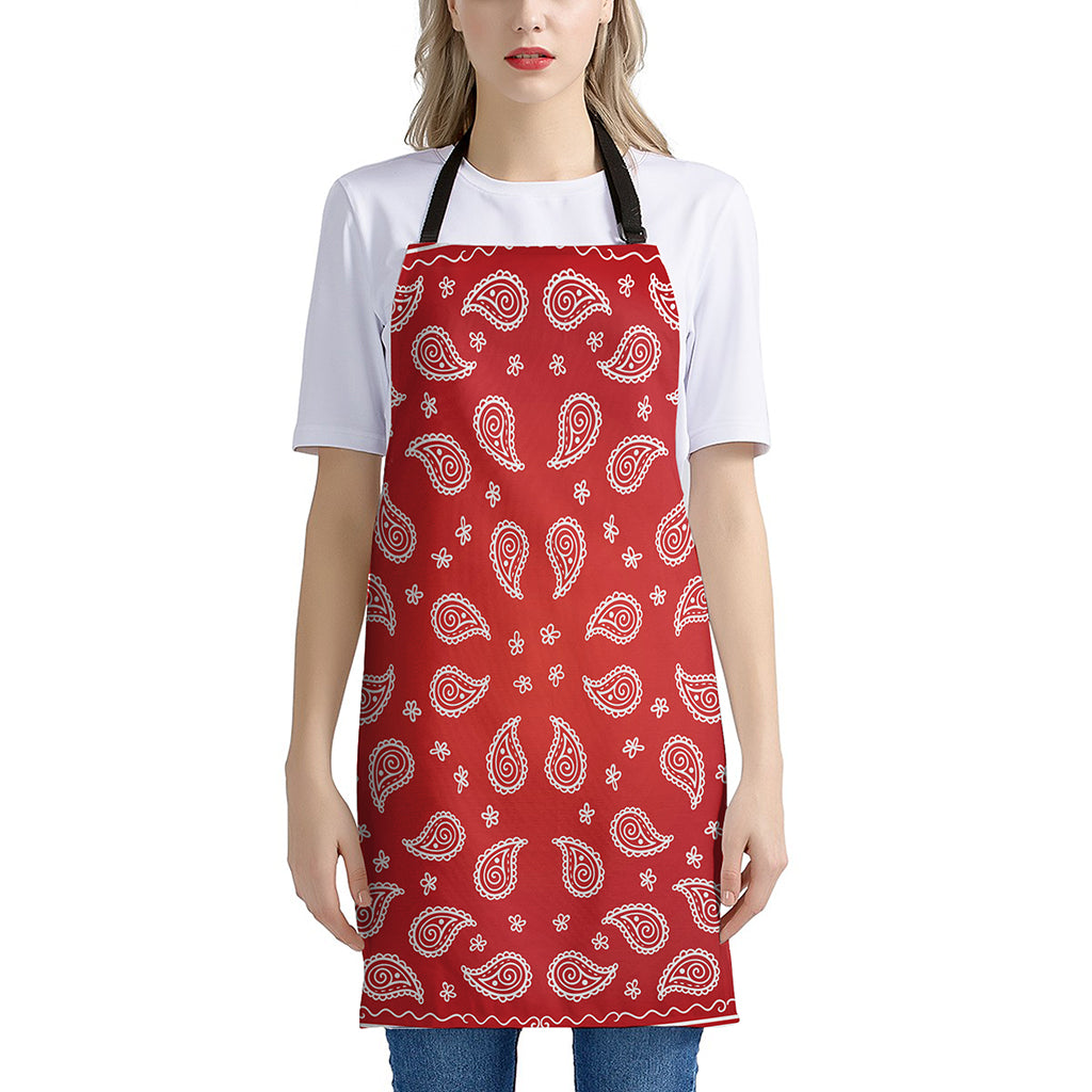 Red And White Bandana Print Apron