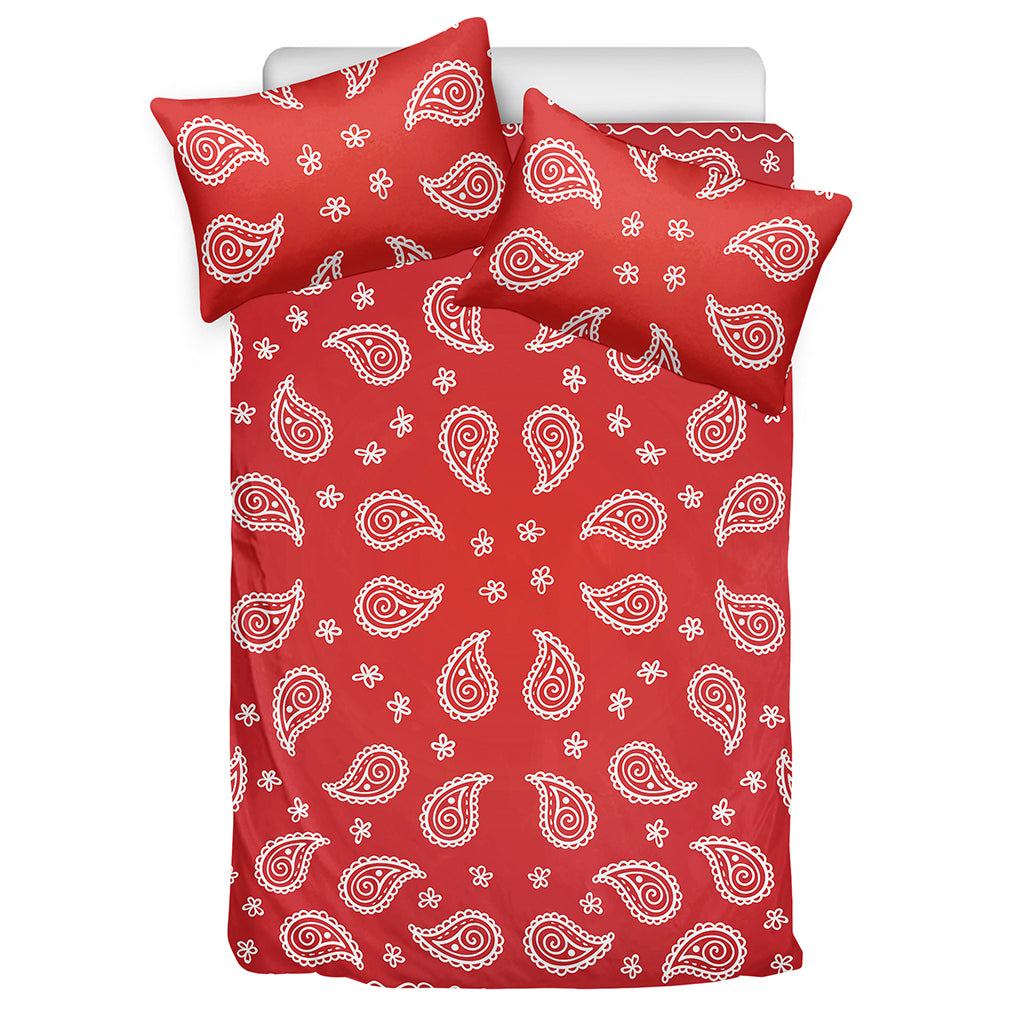Red And White Bandana Print Duvet Cover Bedding Set