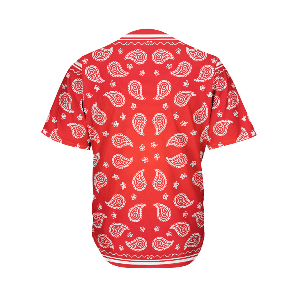 Red And White Bandana Print Men's Baseball Jersey