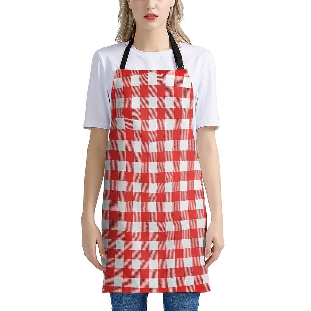 Red And White Buffalo Check Print Apron